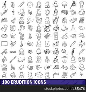 100 erudition icons set in outline style for any design vector illustration. 100 erudition icons set, outline style