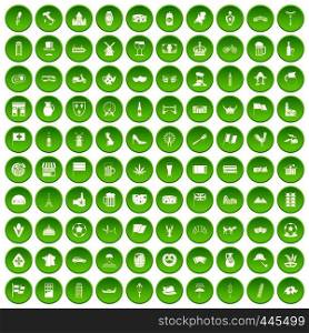 100 europe countries icons set green circle isolated on white background vector illustration. 100 europe countries icons set green circle