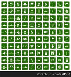 100 europe countries icons set in grunge style green color isolated on white background vector illustration. 100 europe countries icons set grunge green