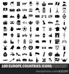 100 europe countries icons set in simple style for any design vector illustration. 100 europe countries icons set in simple style