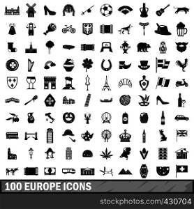 100 Europe icons set in simple style for any design vector illustration. 100 Europe icons set, simple style