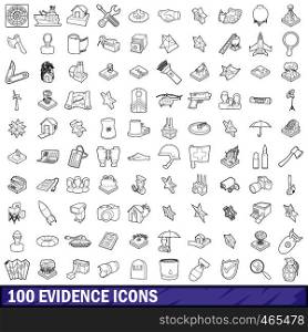 100 evidence icons set in outline style for any design vector illustration. 100 evidence icons set, outline style