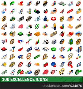 100 excellence icons set in isometric 3d style for any design vector illustration. 100 excellence icons set, isometric 3d style