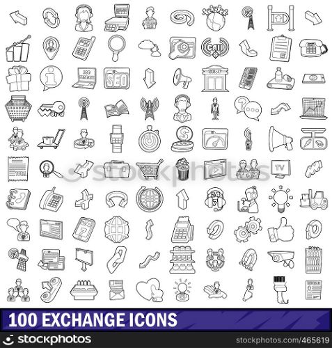 100 exchange icons set in outline style for any design vector illustration. 100 exchange icons set, outline style