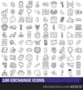 100 exchange icons set in outline style for any design vector illustration. 100 exchange icons set, outline style