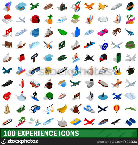 100 experience icons set in isometric 3d style for any design vector illustration. 100 experience icons set, isometric 3d style