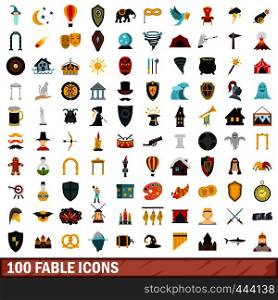 100 fable icons set in flat style for any design vector illustration. 100 fable icons set, flat style