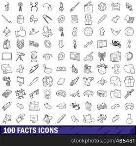 100 fact icons set in outline style for any design vector illustration. 100 fact icons set, outline style