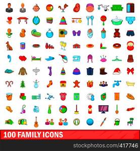 100 family icons set in cartoon style for any design vector illustration. 100 family icons set, cartoon style