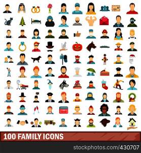 100 family icons set in flat style for any design vector illustration. 100 family icons set, flat style