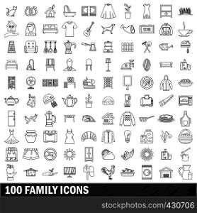 100 family icons set in outline style for any design vector illustration. 100 family icons set, outline style