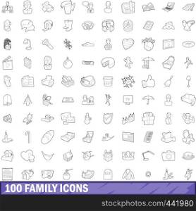100 family icons set in outline style for any design vector illustration. 100 family icons set, outline style