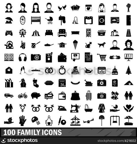 100 family icons set in simple style for any design vector illustration. 100 family icons set in simple style