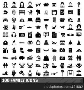 100 family icons set in simple style for any design vector illustration. 100 family icons set in simple style