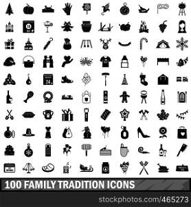 100 family tradition icons set in simple style for any design vector illustration. 100 family tradition icons set, simple style