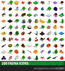 100 fauna icons set in isometric 3d style for any design vector illustration. 100 fauna icons set, isometric 3d style