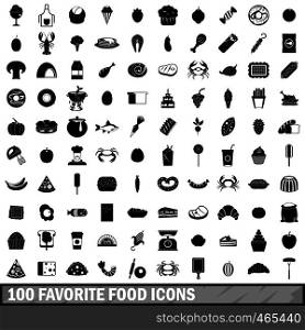 100 favorite food icons set in simple style for any design vector illustration. 100 favorite food icons set, simple style