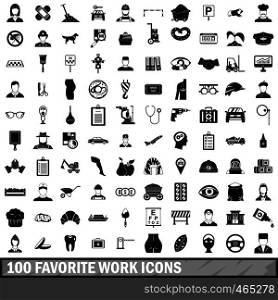 100 favorite work icons set in simple style for any design vector illustration. 100 favorite work icons set, simple style