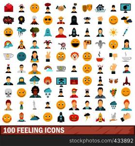 100 feeling icons set in flat style for any design vector illustration. 100 feeling icons set, flat style