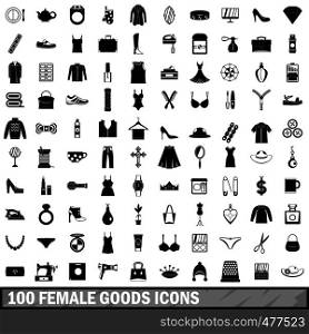 100 female goods icons set in simple style for any design vector illustration. 100 female goods icons set, simple style