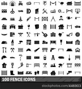 100 fence icons set in simple style for any design vector illustration. 100 fence icons set, simple style
