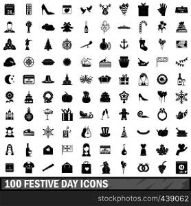 100 festive day icons set in simple style for any design vector illustration. 100 festive day icons set, simple style