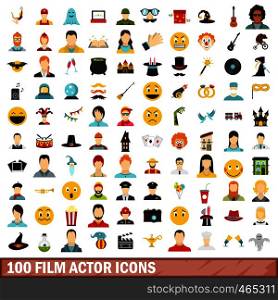 100 film actor icons set in flat style for any design vector illustration. 100 film actor icons set, flat style