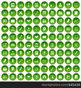 100 finance icons set green circle isolated on white background vector illustration. 100 finance icons set green circle