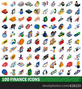 100 finance icons set in isometric 3d style for any design vector illustration. 100 finance icons set, isometric 3d style