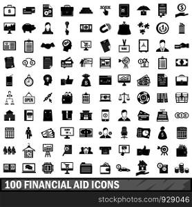 100 financial aid icons set in simple style for any design vector illustration. 100 financial aid icons set, simple style
