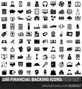 100 financial backing icons set in simple style for any design vector illustration. 100 financial backing icons set, simple style