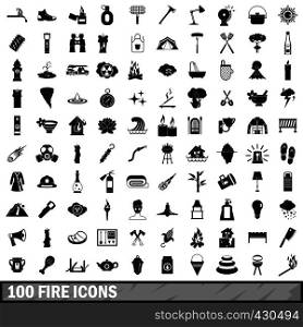 100 fire icons set in simple style for any design vector illustration. 100 fire icons set, simple style