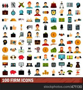 100 firm icons set in flat style for any design vector illustration. 100 firm icons set, flat style