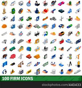 100 firm icons set in isometric 3d style for any design vector illustration. 100 firm icons set, isometric 3d style