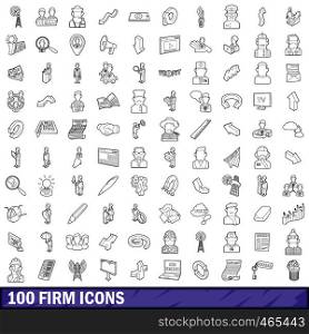 100 firm icons set in outline style for any design vector illustration. 100 firm icons set, outline style