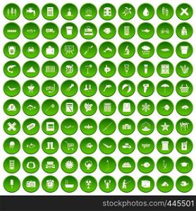 100 fish icons set green circle isolated on white background vector illustration. 100 fish icons set green circle