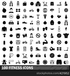 100 fitness icons set in simple style for any design vector illustration. 100 fitness icons set in simple style