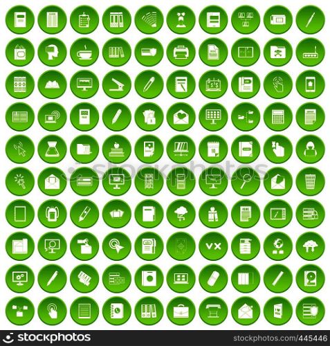 100 folder icons set green circle isolated on white background vector illustration. 100 folder icons set green circle