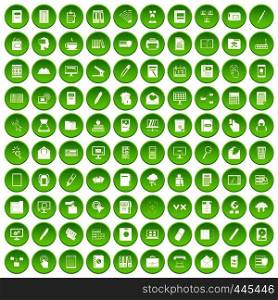 100 folder icons set green circle isolated on white background vector illustration. 100 folder icons set green circle