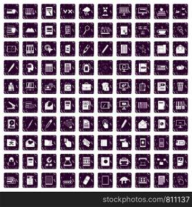 100 folder icons set in grunge style purple color isolated on white background vector illustration. 100 folder icons set grunge purple