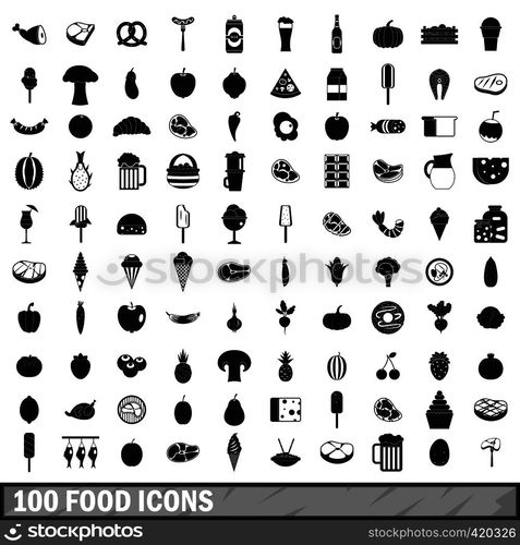 100 food icons set in simple style for any design vector illustration. 100 food icons set in simple style