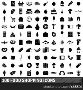 100 food shopping icons set in simple style for any design vector illustration. 100 food shopping icons set, simple style