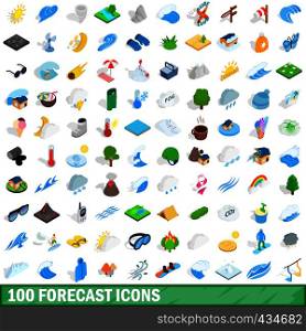 100 forecast icons set in isometric 3d style for any design vector illustration. 100 forecast icons set, isometric 3d style