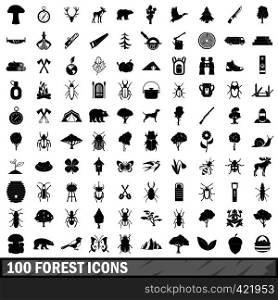 100 forest icons set in simple style for any design vector illustration. 100 forest icons set in simple style