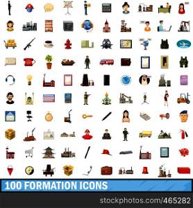 100 formation icons set in cartoon style for any design vector illustration. 100 formation icons set, cartoon style