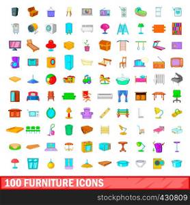 100 furniture icons set in cartoon style for any design vector illustration. 100 furniture icons set, cartoon style
