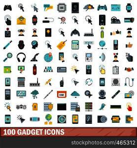 100 gadget icons set in flat style for any design vector illustration. 100 gadget icons set, flat style