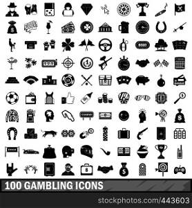 100 gambling icons set in simple style for any design vector illustration. 100 gambling icons set, simple style