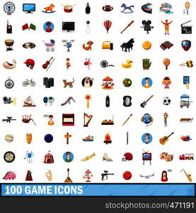 100 game icons set in cartoon style for any design vector illustration. 100 game icons set, cartoon style