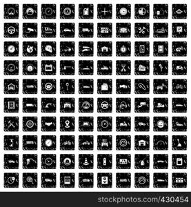 100 garage icons set in grunge style isolated vector illustration. 100 garage icons set, grunge style